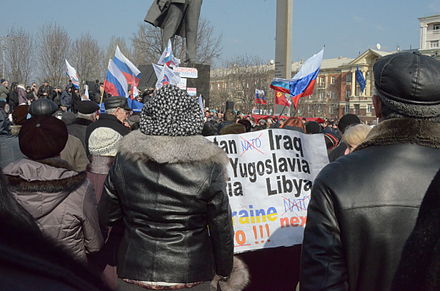 Against NATO involvement in Ukraine. Donetsk, 9 March 2014