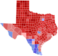 2014 United States Senate election in Texas results map by county.svg