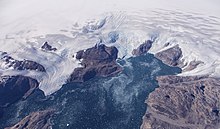 Bruckner and Heim Gletschers pouring into Johan Petersens Fjord in eastern coastal Greenland. Taken from the NASA HU-25C Falcon aircraft, September 2016. 20160902 MG 0510 adj2 40pcnt.jpg