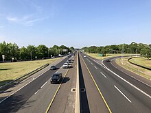 New Jersey Turnpike northbound in Mount Laurel 2021-05-21 17 20 56 View north along New Jersey State Route 700 (New Jersey Turnpike) from the overpass for the ramps to New Jersey State Route 73 in Mount Laurel Township, Burlington County, New Jersey.jpg