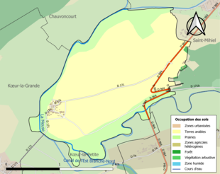 Carte des infrastructures et de l'occupation des sols de la commune en 2018 (CLC).