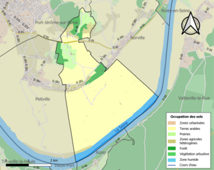 Kolorowa mapa przedstawiająca użytkowanie gruntów.