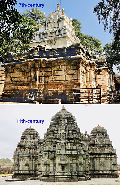 File:7th-century Dravida architecture versus 11th-century Vesara architecture, Indian temples.jpg