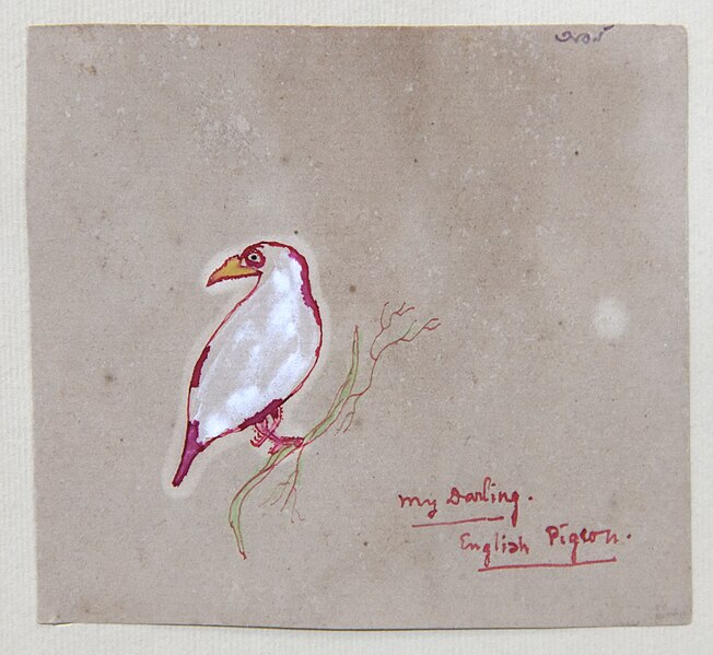 File:Abanindranath Tagore - English Pigeon 8-5x9-3 cm - Watercolour - Caricatures - ACCN R 9200 - Victoria Memorial Hall - Kolkata 2023-05-31 0438.jpg