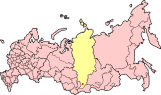 ロシア内のクラスノヤルスク地方の位置の位置図
