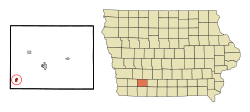 Adams County Iowa Incorporated and Unincorporated areas Nodaway Highlighted.svg