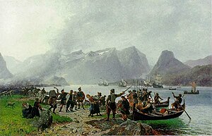 Landing of Scottish Forces at Isfjorden
Adolph Tidemand Adolph Tidemand & Morten Muller - Sinclairs landing i Romsdal.jpg