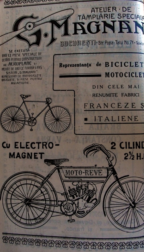 1912 Moto-Reve advertisement of G. Magnani in Bucharest