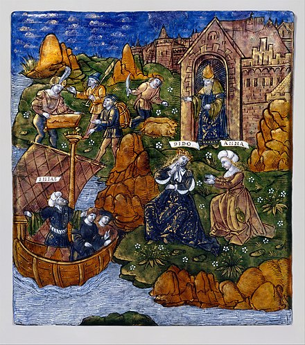 Aeneas Departs From Carthage; Anna and Dido are labelled.
