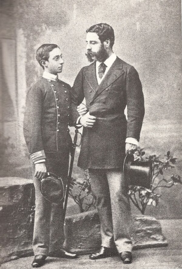 A young Alfonso with his mentor, the Duke of Sesto