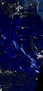 Mapa satelitarna Amiranten, z sąsiednią grupą Alphonse w lewym dolnym rogu