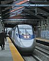 An Acela train at Back Bay station in 2012