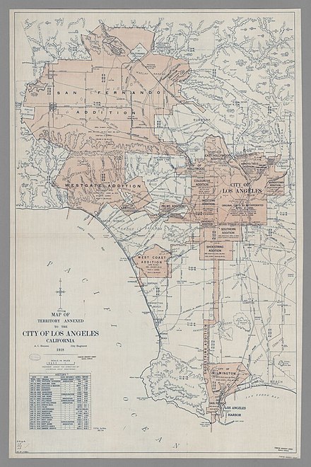 Annexations to city of Los Angeles as of 1918