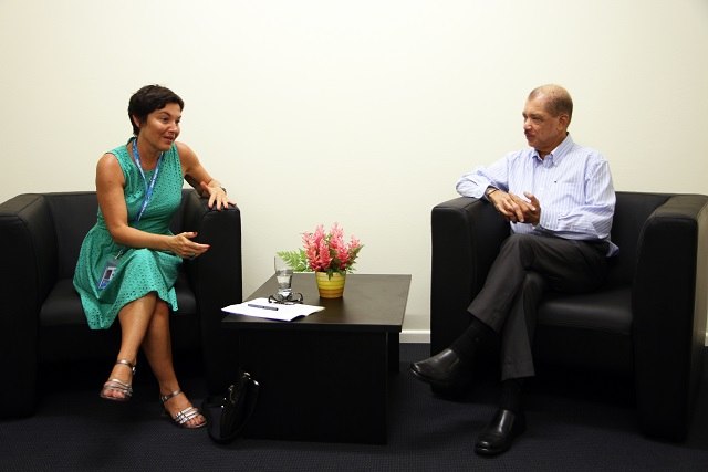 Annick Girardin and the Seychelles President James Michel in 2014