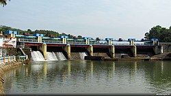 Aruvikkara Dam with its shutters opened