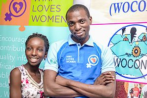 Ayokanmi Ayodele posing with one of the participants at the Wiki Loves Women event in Nigeria