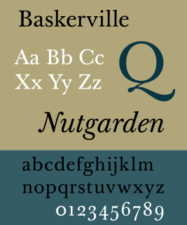 Baskerville transitional serif typeface designed in the 1750s