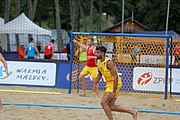 Deutsch: Beachhandball Europameisterschaften 2019 (Beach handball Euro); Tag 2: 3. Juli 2019 – Männer, Vorrunde Gruppe A, Deutschland-Norwegen 2:0 (20:18, 28:12) English: Beach handball Euro; Day 2: 3 July 2019 – Women Preliminary Round Group A – Men Preliminary Round Group A – Germany-Norway 2:0 (20:18, 28:12)