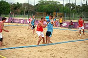 Deutsch: Beachhandball bei den Olympischen Jugendspielen 2018; Tag 5, 10. November 2018; Jungs, Platzierungsrunde - Uruguay-Italien 1:2 English: Beach handball at the 2018 Summer Youth Olympics at 11 October 2018 – Boys Consolation Round – Uruguay-Italy 1:2