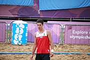 Deutsch: Beachhandball bei den Olympischen Jugendspielen 2018; Tag 6, 12. Oktober 2018; Jungen, Hauptrundenspiel – Spanien-Portugal 2:1 English: Beach handball at the 2018 Summer Youth Olympics at 12 October 2018 – Boys Main Round – Spain-Portugal 2:1