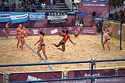 Deutsch: Beachhandball bei den Olympischen Jugendspielen 2018; Tag 5, 10. November 2018; Mädchen, Hauptrunde - Chinese Taipei (Taiwan)-Niederlande 1:2 English: Beach handball at the 2018 Summer Youth Olympics at 11 October 2018 – Girls Main Round – Chinese Taipei (Taiwan)-Netherlands 1:2