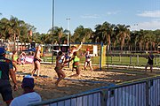 Deutsch: Beachhandball bei den Olympischen Jugendspielen 2018; Tag 3, 9. Oktober 2018; Mädchen, Vorrunde, Gruppe B - Venezuela-Niederlande 1:2 English: Beach handball at the 2018 Summer Youth Olympics at 9 October 2018 – Girls Preliminary Round Group B‎ – Venezuela-Netherlands 1:2