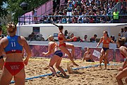 Deutsch: Beachhandball bei den Olympischen Jugendspielen 2018 in Buenos Aires; Tag 7, 13. Oktober 2018; Mädchen, Halbfinale – Niederlande-Kroatien 0:2 English: Beach handball at the 2018 Summer Youth Olympics in Buenos Aires at 13 October 2018 – Girls Semifinal – Netherlands-Croatia 0:2 Español: Handball de playa en los Juegos Olimpicos de la Juventud Buenos Aires 2018 en 13 de octubre de 2018 – Semifinales Femeninas - Países Bajos-Croacia 0:2