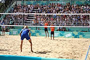 Deutsch: Beachvolleyball bei den Olympischen Jugendspielen 2018; Tag 11, 17. Oktober 2018; Jungen,Finale – Niederlande (Matthew Immers/Yorick de Groot)-Schweden (David Åhman/Jonatan Hellvig) 0:2 (20–22/15–21) English: Beach volleyball at the 2018 Summer Youth Olympics at 17 October 2018 – Final – Netherlands (Matthew Immers/Yorick de Groot)-Sweden (David Åhman/Jonatan Hellvig) 0:2 (20–22/15–21)