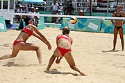 Deutsch: Beachvolleyball bei den Olympischen Jugendspielen 2018; Tag 11, 17. Oktober 2018; Mädchen, Finale – Italien (Claudia Scampoli & Nicol Bertozzi)- Russland (Maria Woronina & Maria Botscharow) 0:2 (19–21/19–21) English: Beach volleyball at the 2018 Summer Youth Olympics at 17 October 2018 – Girls Final – Italy (Claudia Scampoli & Nicol Bertozzi) - Russia (Maria Voronina & Maria Bocharova) 0:2 (19–21/19–21)