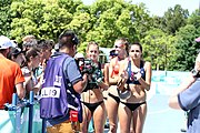 Deutsch: Beachvolleyball bei den Olympischen Jugendspielen 2018; Tag 9, 15. Oktober 2018; Mädchen, Viertelfinale: USA-Spanien 2–1 (21–19/17–21/15–9) English: Beach volleyball at the 2018 Summer Youth Olympics at 15 October 2018 – Girls Quarterfinals: USA-Spain 2–1 (21–19/17–21/15–9)