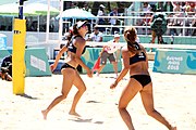 Deutsch: Beachvolleyball bei den Olympischen Jugendspielen 2018; Tag 9, 15. Oktober 2018; Mädchen, Viertelfinale: USA-Spanien 2–1 (21–19/17–21/15–9) English: Beach volleyball at the 2018 Summer Youth Olympics at 15 October 2018 – Girls Quarterfinals: USA-Spain 2–1 (21–19/17–21/15–9)