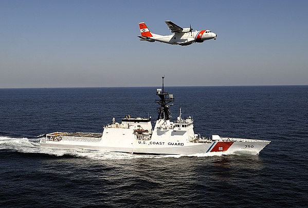 USCG National Security Cutter USCGC Bertholf (WMSL-750) and an EADS HC-144 Ocean Sentry