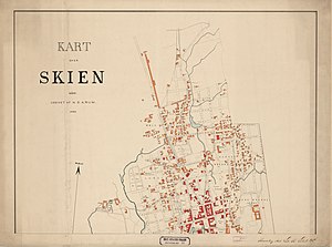 300px bratsberg amt nr 23 nord  kart over skien %28nord%29%2c 1889