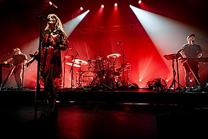 Chvrches performing in Los Angeles in 2021