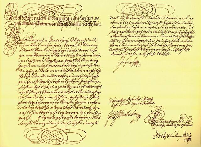 Founding decree of the Czech Technical University in Prague from January 18, 1707