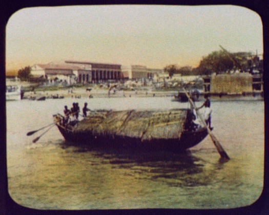 File:Calcutta - thatch-roofed boat in foreground; bathers and cows in background LCCN2004707778.tif