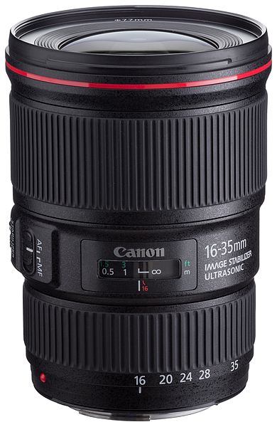 File:Canon EF 16-35mm f4L IS USM front angled.jpg