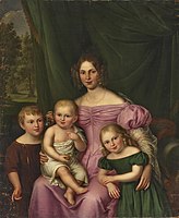 母ヘレーネと兄ヴィルヘルム、姉アレクサンドリーネ、ニコラウス（カール・ローテ画、1834年）