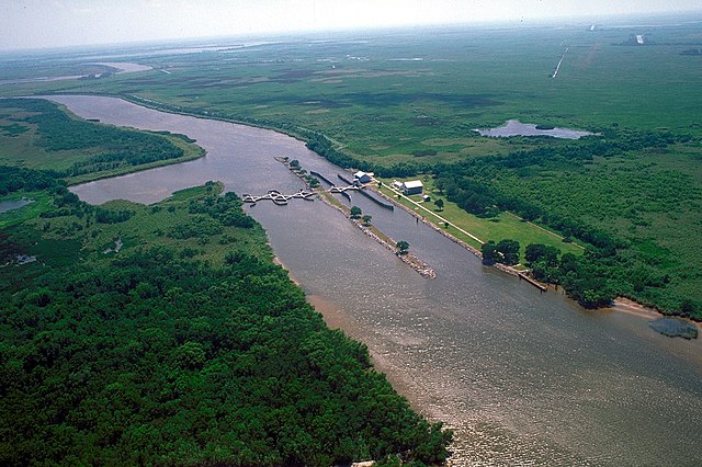 Catfish Point control structure (lock) on the Mermentau River in coastal Louisiana