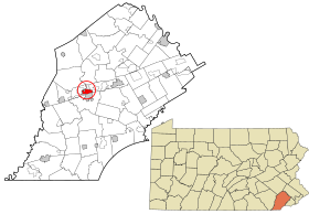 Chester County Pennsylvania incorporated and unincorporated areas Coatesville highlighted.svg