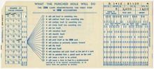 A sample mark sense punched card Claire Schultz IBM punch card 98.06 recto.tif