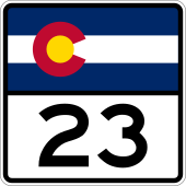 An example of a Colorado state highway sign Colorado 23.svg