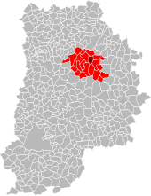 La communauté de communes du Pays de Coulommiers de 2017 et la ville (en marron) dans le département.