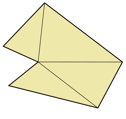 Fan triangulation of a concave polygon with a unique concave vertex. Concave Polygon Fan Triangulation.svg