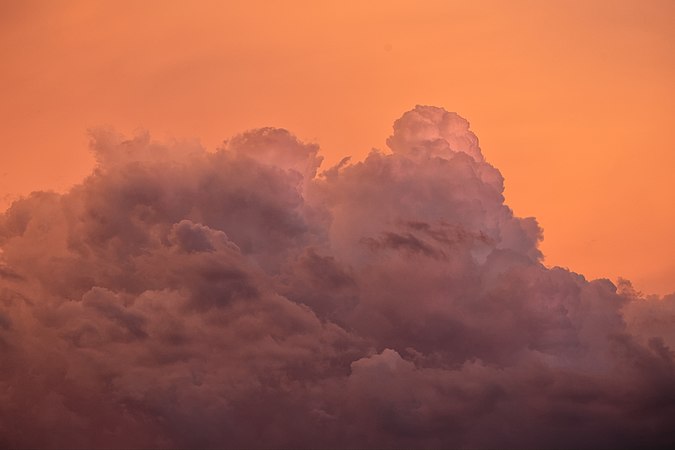 Section of a cumulonimbus during sunset