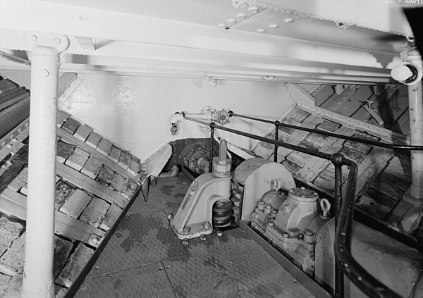 Image of stern tube and propeller shaft in a lighthouse ship