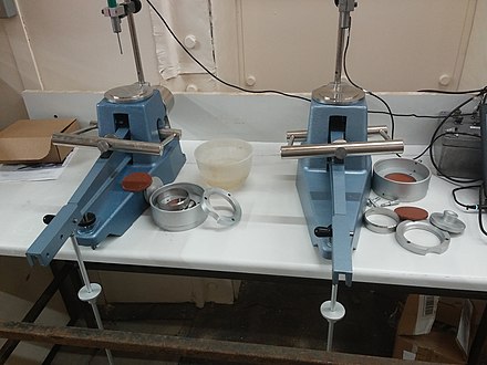 Two disassembled oedometers at the University of Cambridge