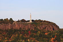 The East Rock trap rock ridge overlooking New Haven, Connecticut, U.S. East Rock from SSS Hall, October 17, 2008.jpg