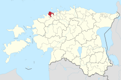 Harku Parish within Harju County (yellow) and within Estonia