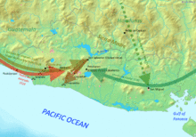 Principal expedition routes of the Spanish conquest of El Salvador El Salvador principal Spanish invasion routes.gif